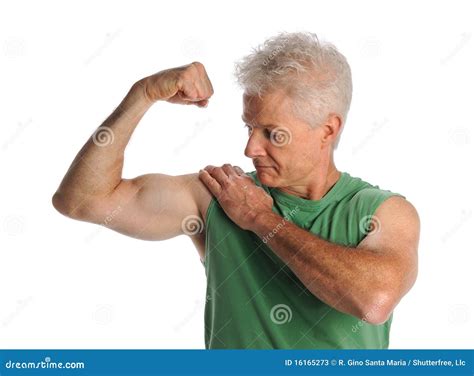 Mature Man Flexing Biceps Stock Image Image Of Strong
