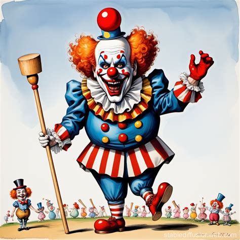 Giant Clown Stepping On People With It Hammer Stable Diffusion Online