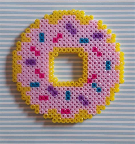 Perler beads donut | Perler beads, Perler beads designs, Perler creations