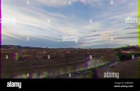 Glitch Effect View Of The Tiber Ponte Palatino Sunset Rome Italy