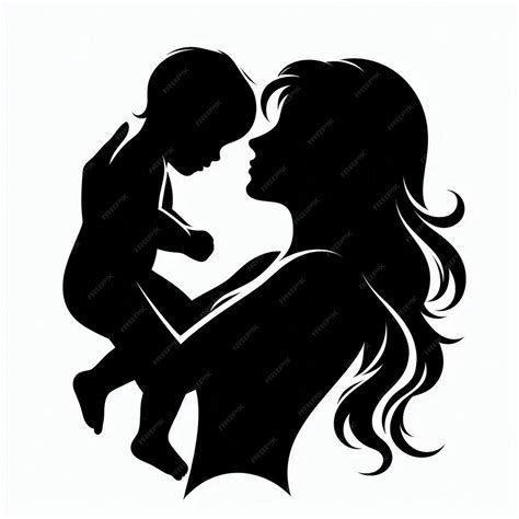 Mae E Filho Contorno - Arte excepcional Mãe e Filho Silhueta vetor Contorno Desenho branco ...