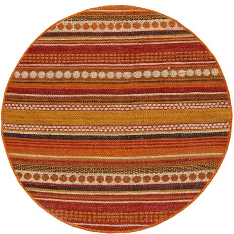 Shop Hand Woven Sindhi Rust Jute Round Rug On Sale Free