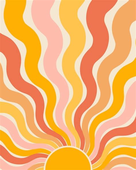 Premium Vector Abstract Groovy Poster Colorful Background With Sun