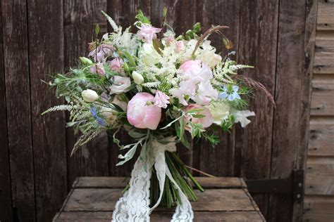 Wild And Natural Style Hand Tied Bridal Bouquet Created From Peony