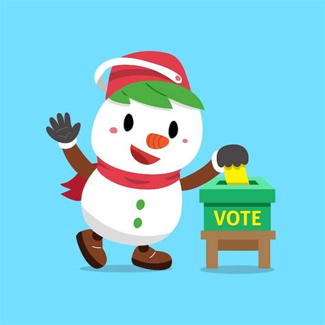 Premium Vector Cartoon Christmas Snowman Putting Voting Paper In The