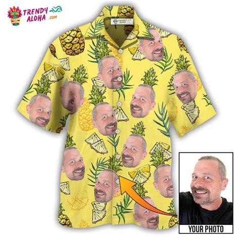 Face Aloha Pineapple Custom Photo Hawaiian Shirt Trendy Aloha