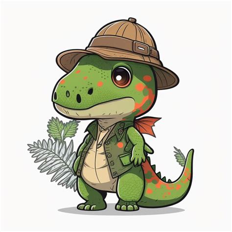 Premium Photo Dinosaur Wearing A Hat Vector Illustration