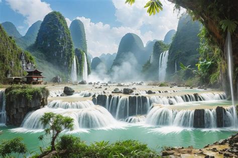 Premium AI Image | Ban Gioc waterfall in Vietnam