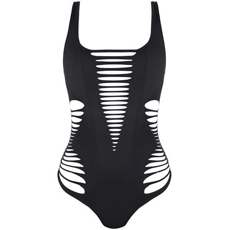 WREESH Womens One Piece Swimsuits New Fashion Comfortable Bikini Puncture Plain Solid Color