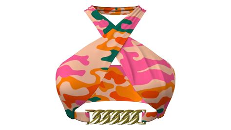 D Model Watercolor Cross Neck Strap Bikini Top Vr Ar Low Poly Cgtrader