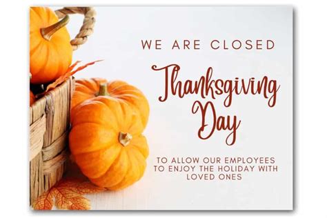 Free Printable Closed For Thanksgiving Signs Templates The