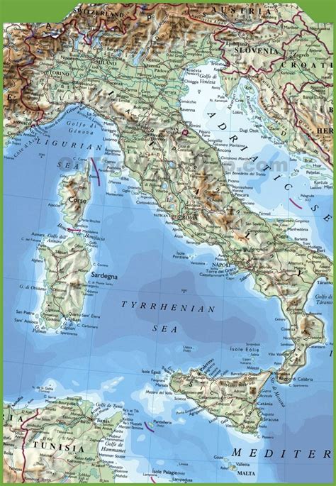 Italia Mappa Fisica Hd