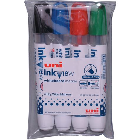 Uni Ball PWB 202 Inkview Whiteboard Markers Assorted Colours Pack Of