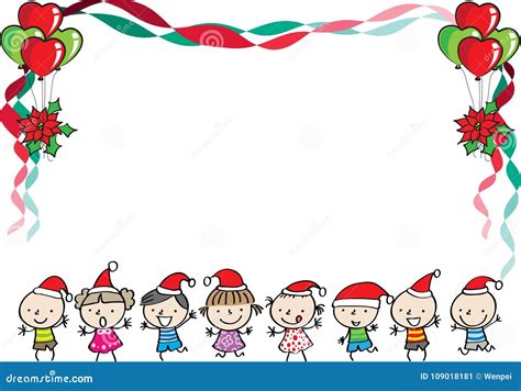 Kids with Merry Christmas Border Editorial Photo - Illustration of ...