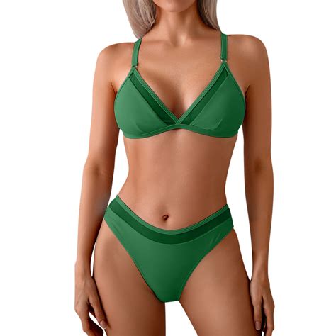 Lime Green Micro Bikini Sets For Women Beach Match Brunch Hawaiian Seamless Triangle Piece Top
