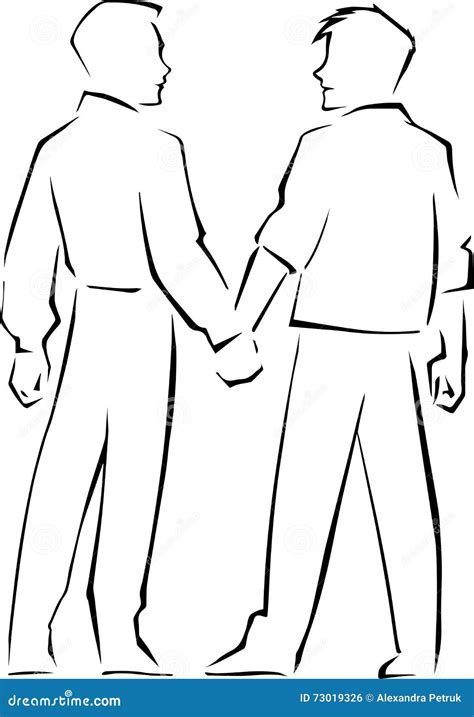 Dos Hombres Gay Que Llevan a Cabo Las Manos Ilustración del Vector Ilustración de romance