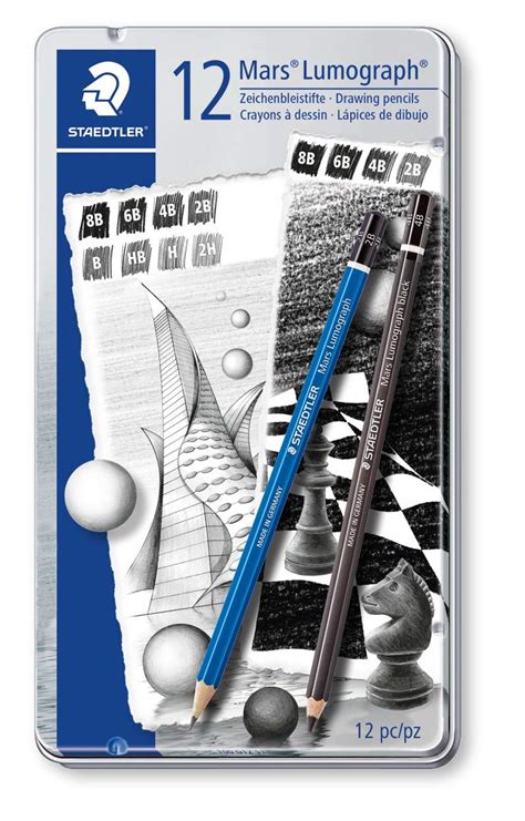 Staedtler Mars Lumograph Artist Drawing Pencils 12 Assorted Grades