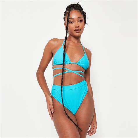 Missguided High Leg High Waisted Bikini Bottoms Aqua Isawitfirst