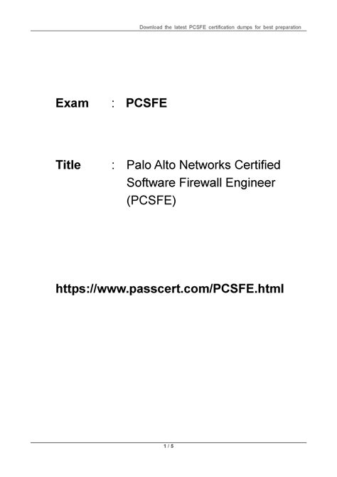 Palo Alto Networks Pcsfe Exam Dumps Exam PCSFE Title Passcert