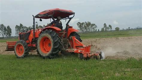 Red Tractor Kubota M6040 SU And Farmer Plow Dry Field Part 2 YouTube