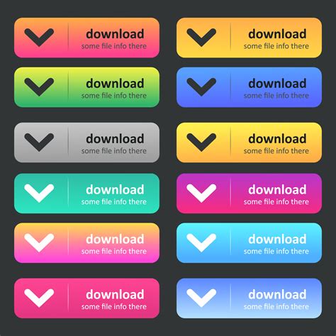 Set of Download icons button design. Colorful download button pack for ...