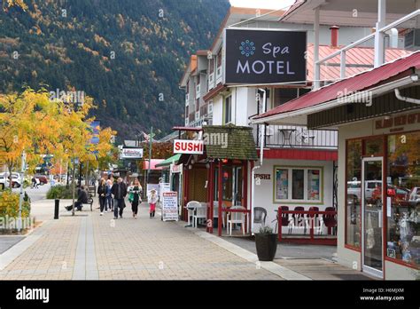 The Main Tourist Drag In The Resort Town Of Harrison Hot Springs British Columbia Canada Stock