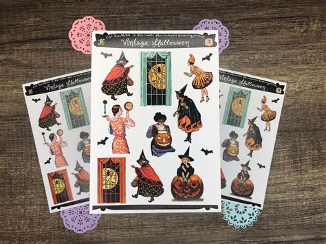 Vintage Halloween Stickers Witch Stickers • Kia Creates