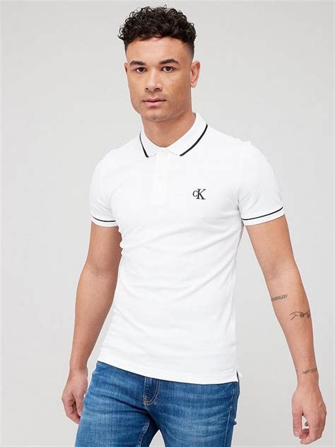 Calvin Klein Jeans Tipping Slim Polo Shirt White Uk