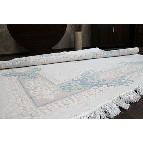 Alfombra acrílica MIRADA 5417 Franjas azul beige 160x230 cm