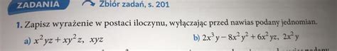 Zapisz wyrażenie w postaci iloczynu wyłączając przed nawias podany