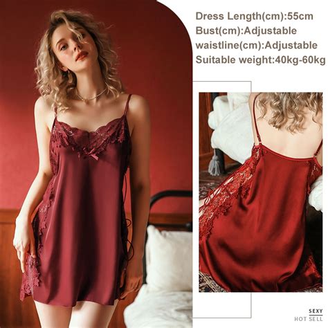 Mafss Sexy Lingerie Set Nighties Sleepwear Night Dress Nightdress Nightwear For Women Lace Silk