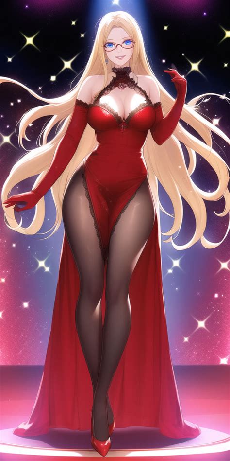 Long Blonde Hair Blue Eyes Red Glasses Hourglas By Varm209 On Deviantart