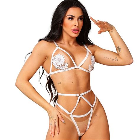 Conjunto Lingerie Suti Calcinha Em Renda Tule Transparente Sensual Beonfashion