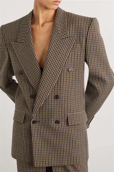 SAINT LAURENT Double Breasted Checked Wool Blend Blazer NET A PORTER