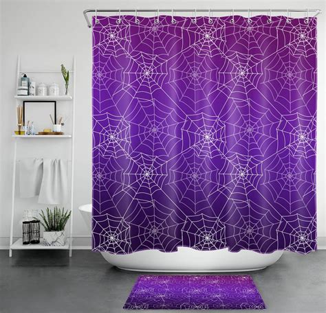 Spooky Spider Web Shower Curtain Set Transform Your Bathroom Into A