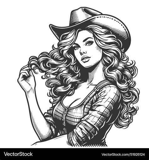 Confident Cowgirl In Classic Western Attire Vector Image