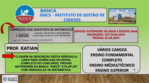 Igecs Concurso Servi O Aut Nomo De Gua E Esgoto Saae Sorocaba Sp