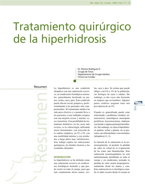 Tratamiento quirúrgico de la hiperhidrosis