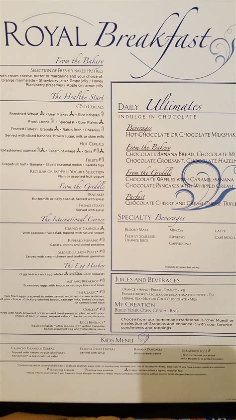 Inspiring Royal Caribbean Main Dining Room Menu Navigator With