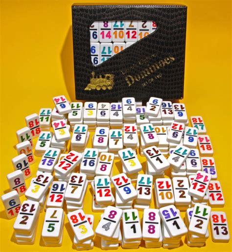 Dominoes Double 18 Professional Size Mexican Train Set With Numbers