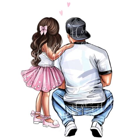 Dad And Daughter Clipart Brown Hair Dad Daughter Clipart Etsy Uk