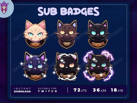 Twitch Sub Badges Cats Cheer Badges Subscriber Badge Bit Badges Twitch ...