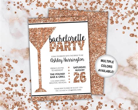 Bachelorette Party Invite Rose Gold Glitter Bachelorette - Etsy ...