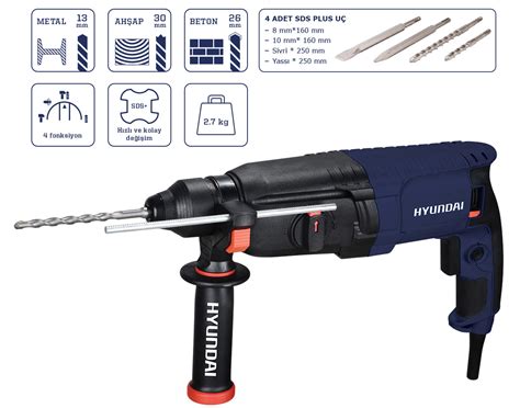 Hyundai BHD2608 800W Kırıcı Delici 2.8J - eschirdavatbahce.com