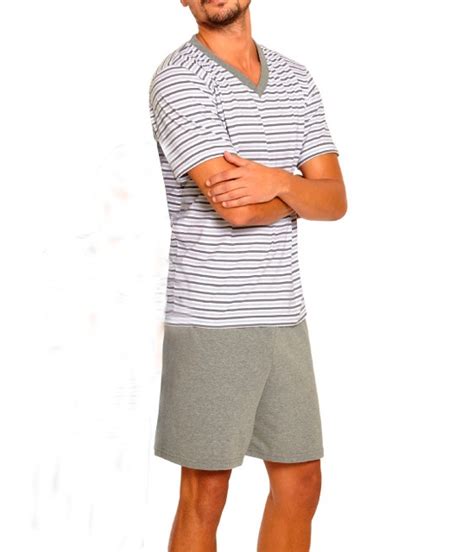 Pijama Curto Masculino Listrado Lupo 28021 001 Algodão lingerie br
