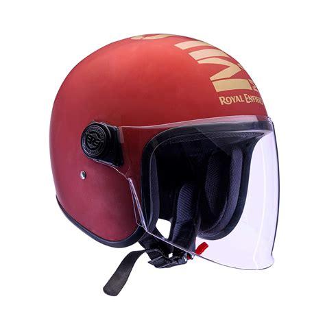 Royal Enfield Isi And Dot Certified Open Face Mlg Helmet With Clear Visor Matt Maroon Size M