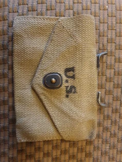 Original Us Ww2 Pistol Belt Dressing Pouch Tan Webbing 1942 Dated £25
