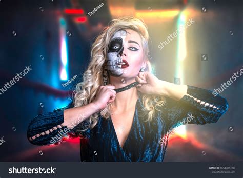 Sexy Blonde Girl Art Make Up Skull Stock Photo 1654406188 Shutterstock