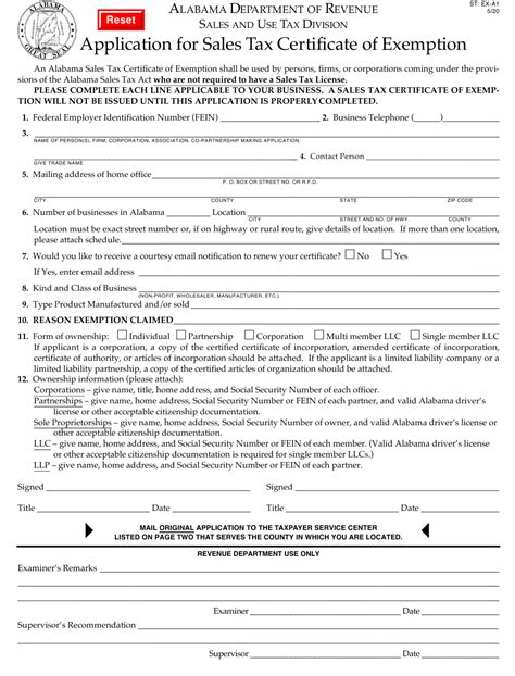 Alabama Sales Tax Exempt Forms
