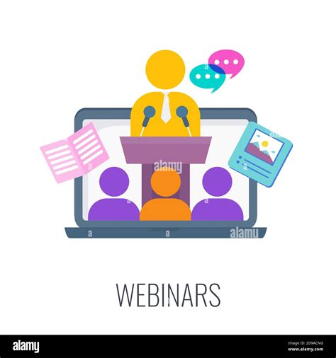 Webinar Icon Online Meeting Trendy Flat Vector Style Stock Vector